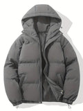 Men's Quilted Winter Puffer Jacket - Warm Hooded Coat