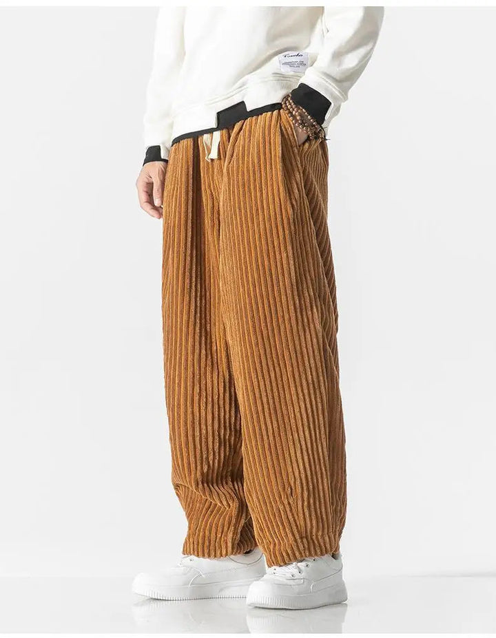Men's Relaxed Corduroy Pants - Soft Texture Modern Style - Brown