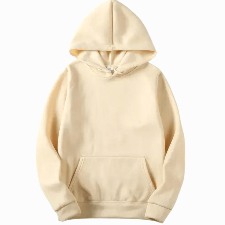 Men's Relaxed-Fit Pullover Hoodie in beige, Plain Layering Essential