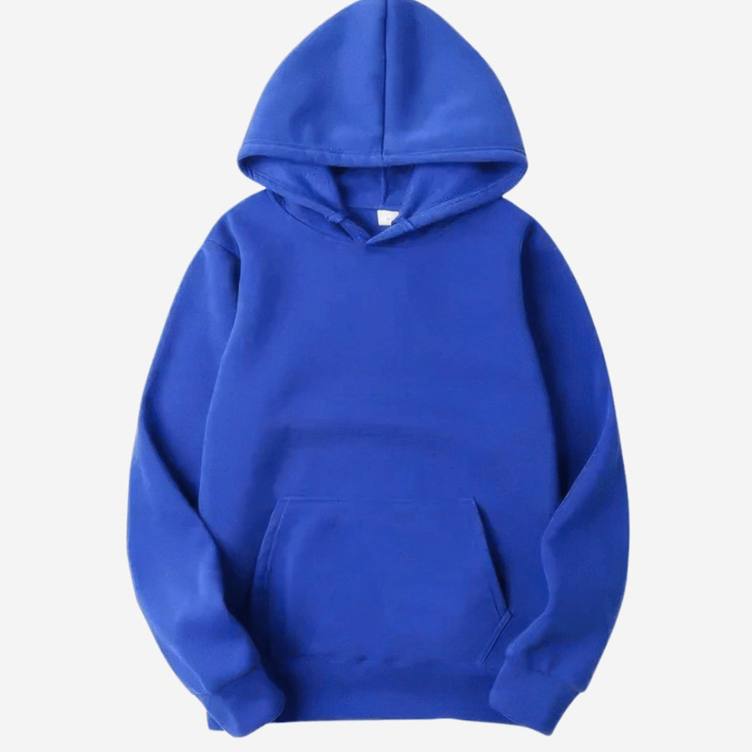 Men's Relaxed-Fit Pullover Hoodie in blue, Plain Layering Essential