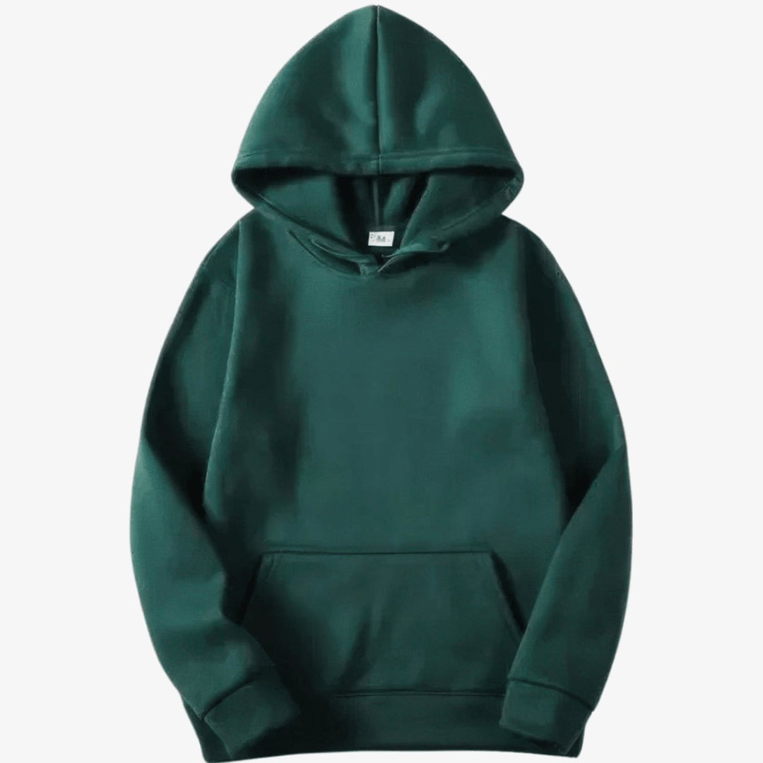 Men's Relaxed-Fit Pullover Hoodie in green, Plain Layering Essential