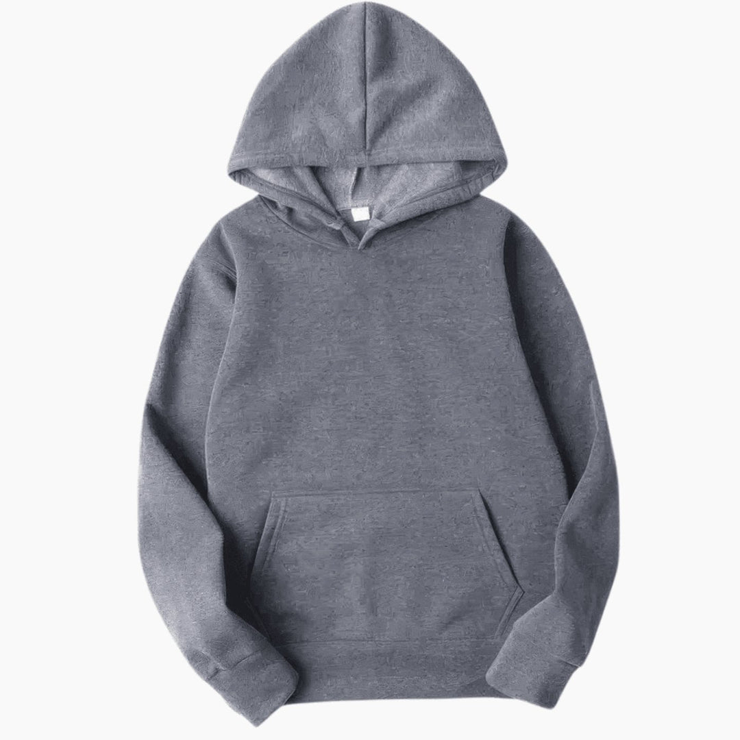 Men's Relaxed-Fit Pullover Hoodie in grey, Plain Layering Essential