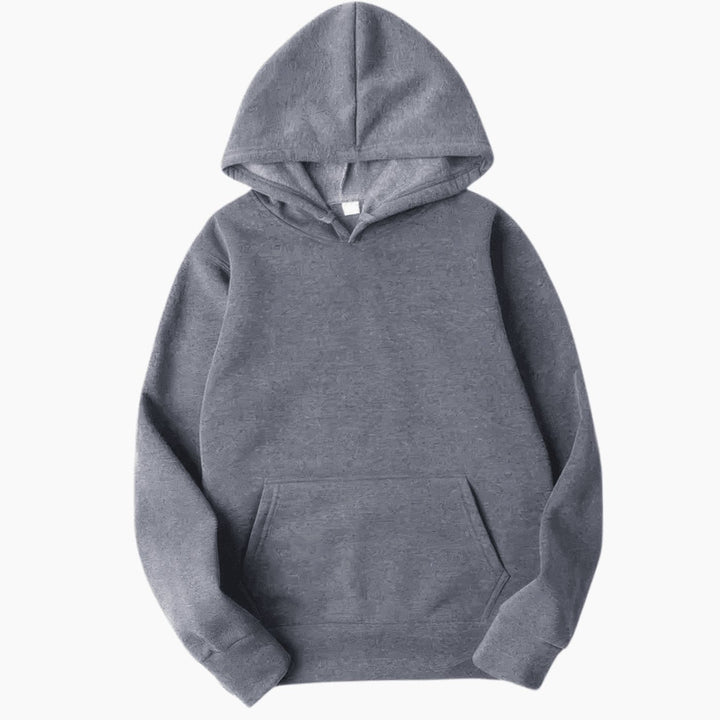 Men's Relaxed-Fit Pullover Hoodie in grey, Plain Layering Essential