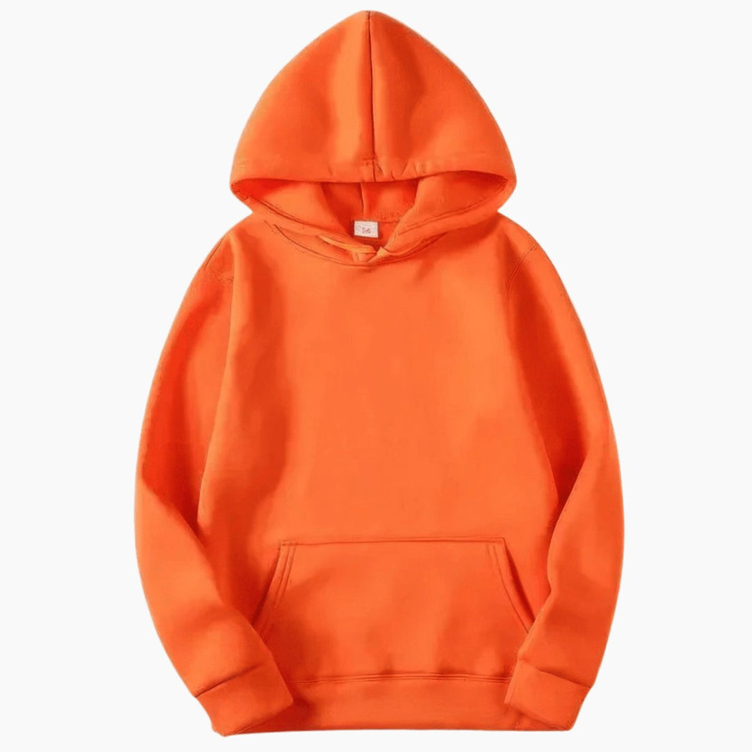 Men's Relaxed-Fit Pullover Hoodie in orange, Plain Layering Essential