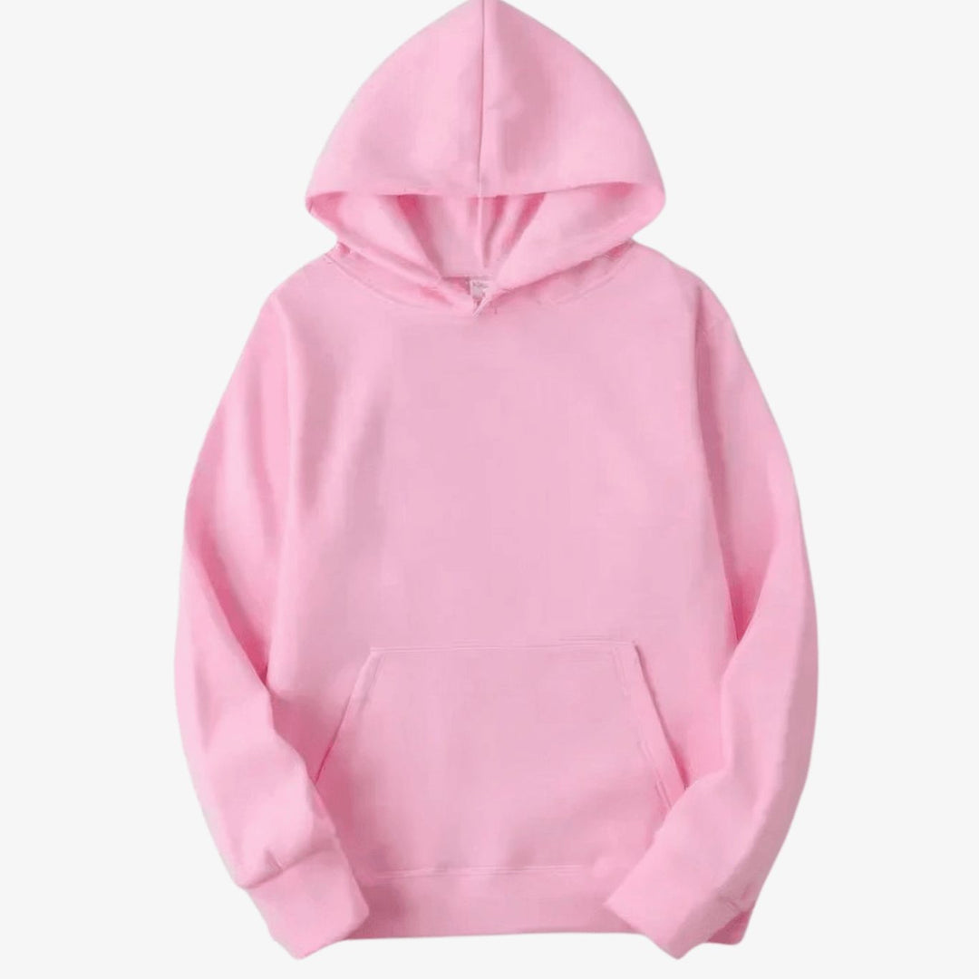 Men's Relaxed-Fit Pullover Hoodie in pink, Plain Layering Essential