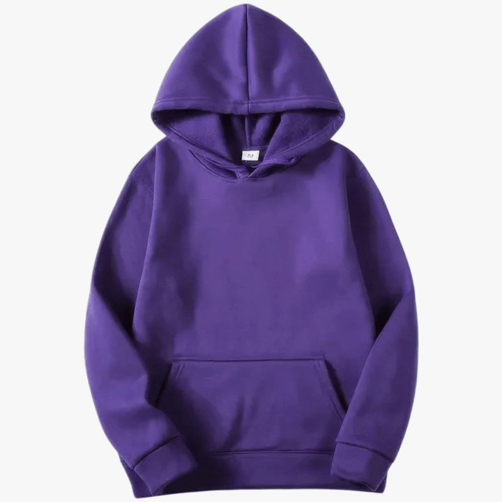 Men's Relaxed-Fit Pullover Hoodie in purple, Plain Layering Essential
