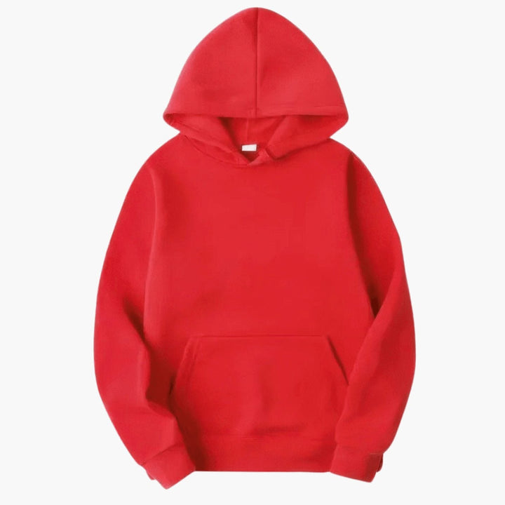 Men's Relaxed-Fit Pullover Hoodie in red, Plain Layering Essential