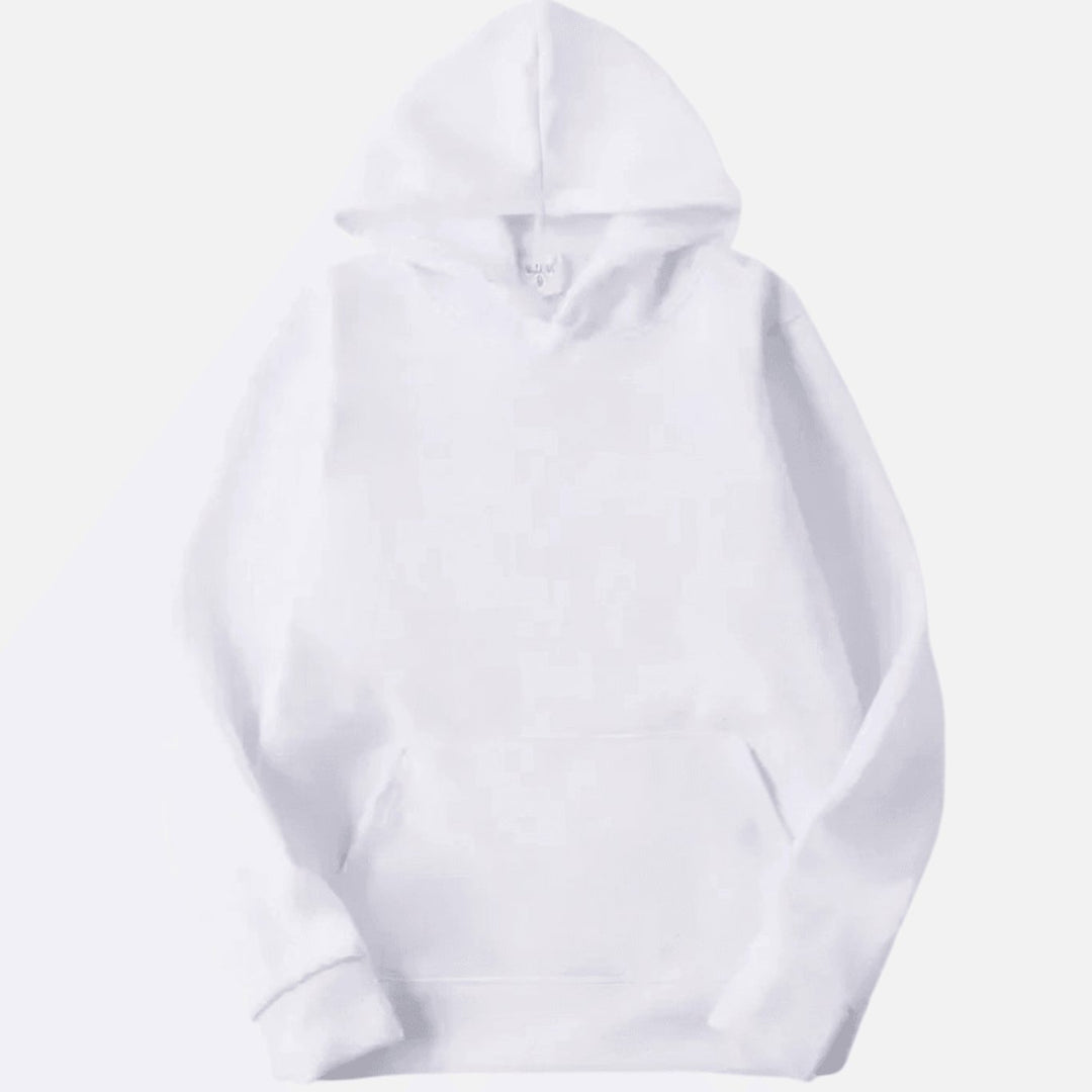 Men's Relaxed-Fit Pullover Hoodie in white, Plain Layering Essential
