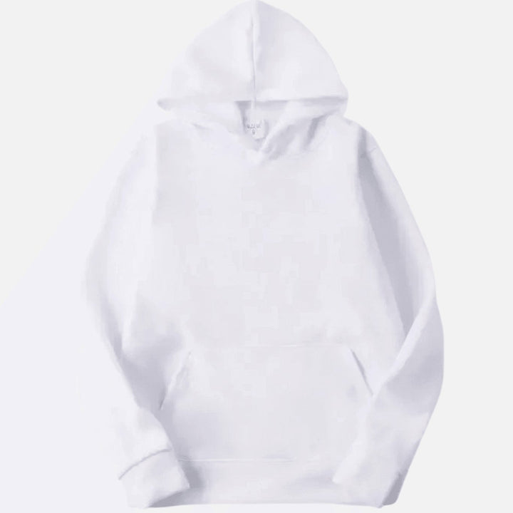 Men's Relaxed-Fit Pullover Hoodie in white, Plain Layering Essential