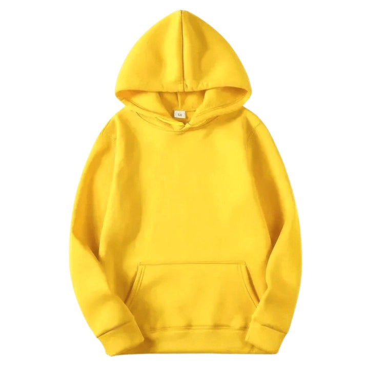 Men's Relaxed-Fit Pullover Hoodie in yellow, Plain Layering Essential