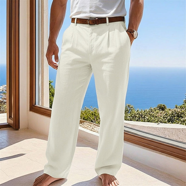Men's Relaxed Linen Pants in beige, Summer Casual