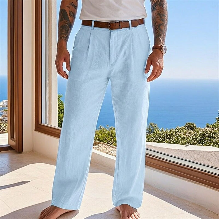 Men's Relaxed Linen Pants in blue, Summer Casual