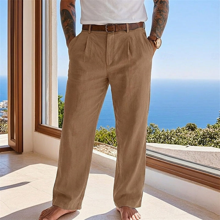Men's Relaxed Linen Pants in brown, Summer Casual
