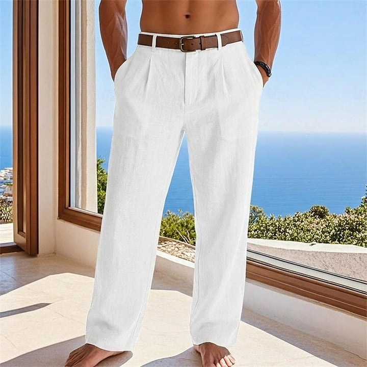 Men's Relaxed Linen Pants in white, Summer Casual