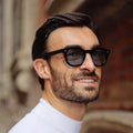 Men's Retro Round Sunglasses - Black Frame with AC Lenses