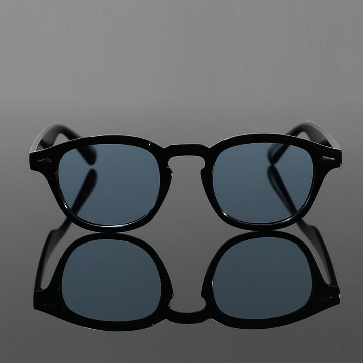 Men's Retro Round Sunglasses - Black Frame with AC Lenses