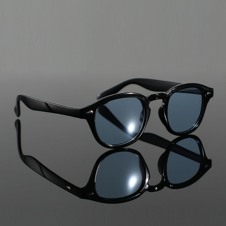 Men's Retro Round Sunglasses - Black Frame with AC Lenses