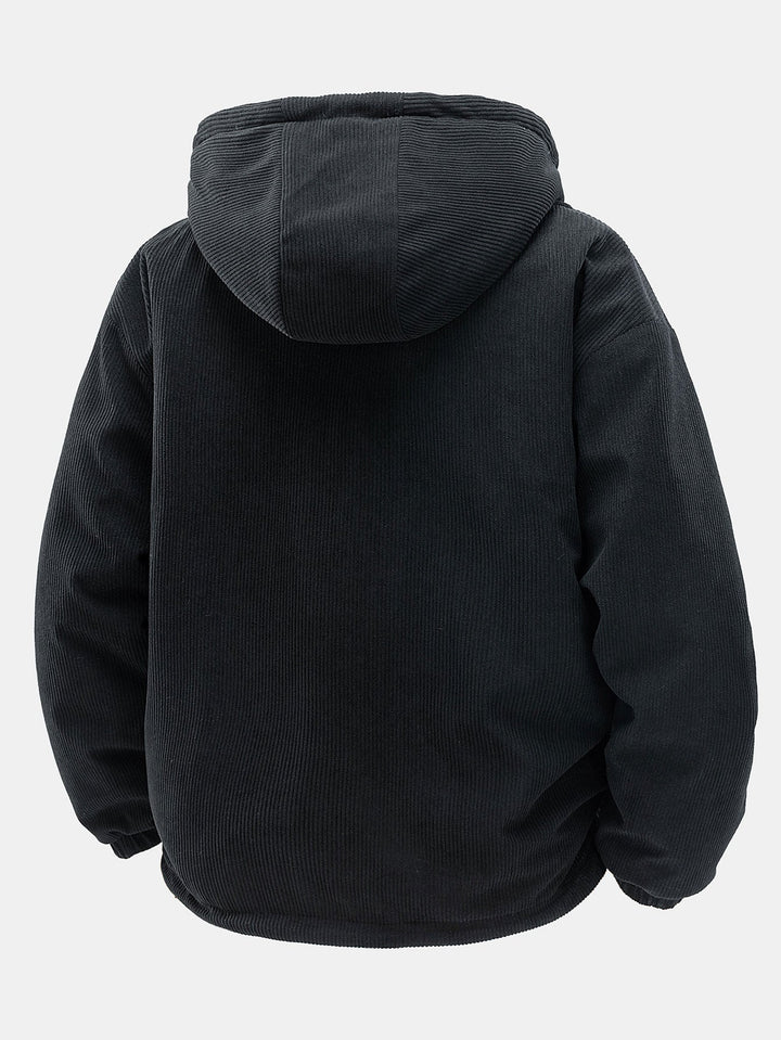 Men's Reversible Corduroy Hooded Jacket – Relaxed Fit Winter Outerwear