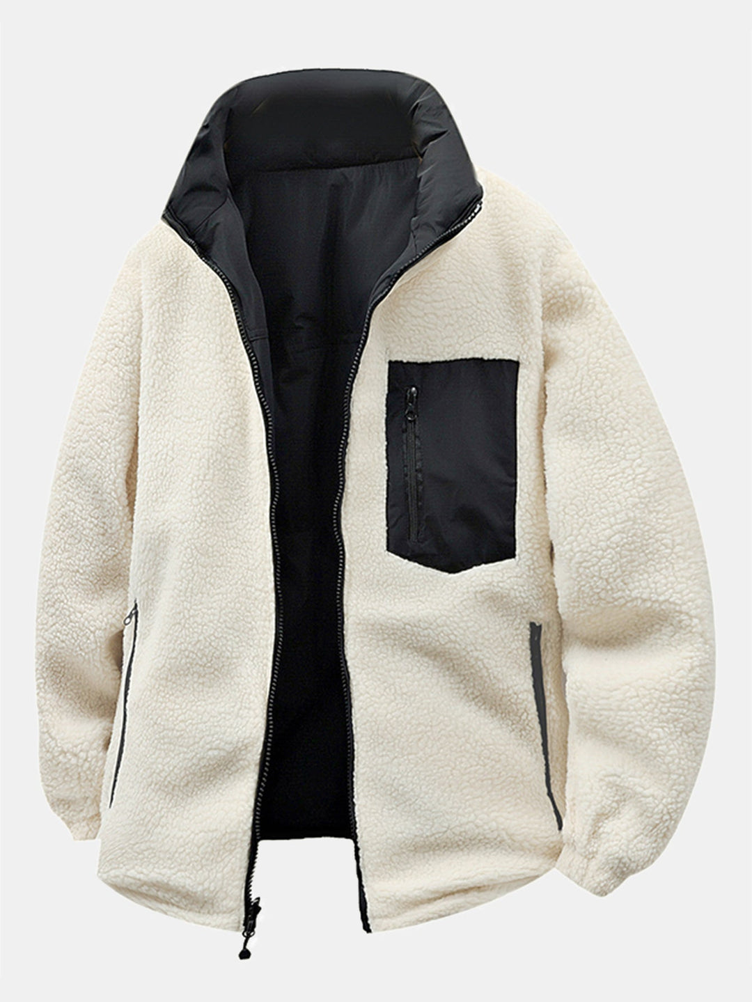 Men's Reversible Teddy Fleece Puffer Jacket – Relaxed Fit