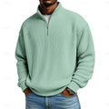 Men's Ribbed Quarter-Zip Pullover - Relaxed Comfort Layer