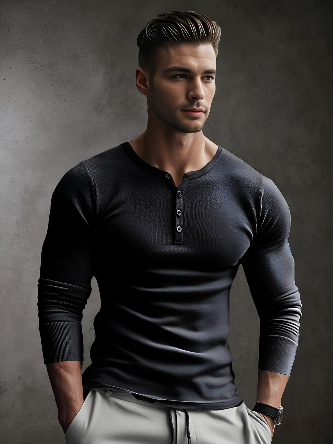 Men's Ribbed Slim Fit Shirt - Modern Casual Style