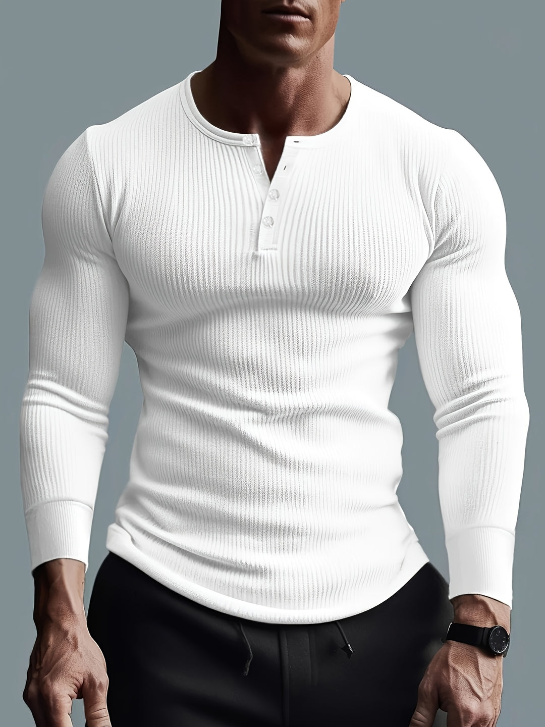 Men's Ribbed Slim Fit Shirt - Modern Casual Style - White