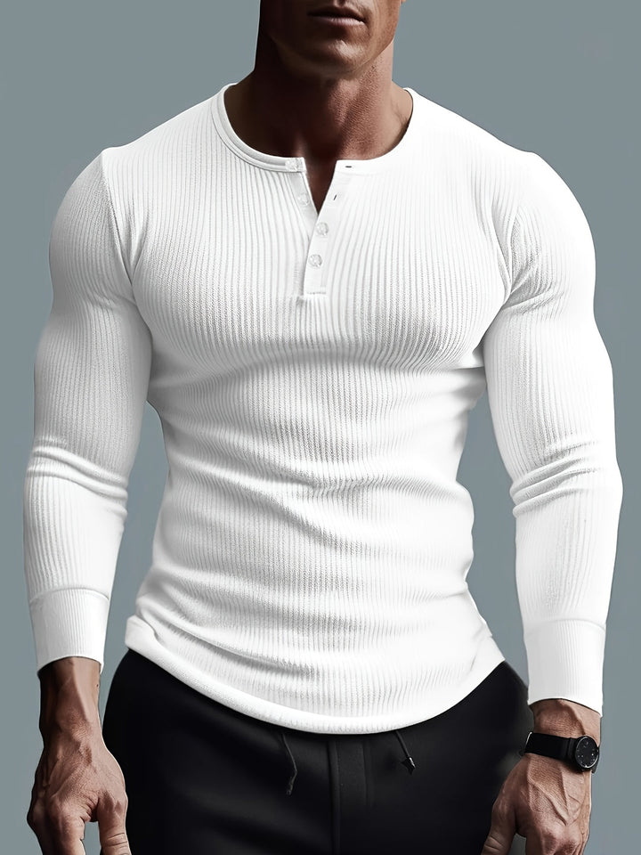 Men's Ribbed Slim Fit Shirt - Modern Casual Style - White