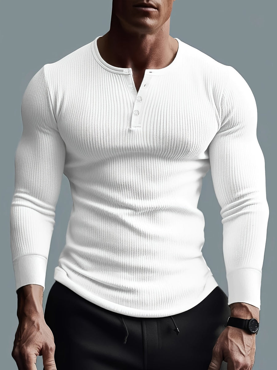 Men's Ribbed Slim Fit Shirt - Modern Casual Style