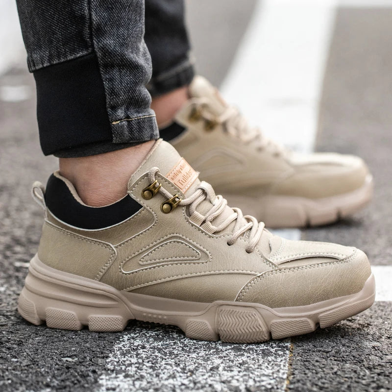 Men's Safety Work Shoes - Straight Fit Low Profile - Beige