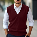 Men's Sleeveless V-Neck Knit Vest - Casual Pullover