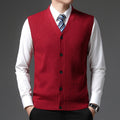 Men's Sleeveless V-Neck Vest - Slim Fit Button Closure
