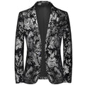 Men's Slim Fit Blazer with Metallic Print - Formal Evening Jacket