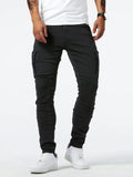 Men's Slim Fit Cargo Jeans - Multiple Pockets & Stretch