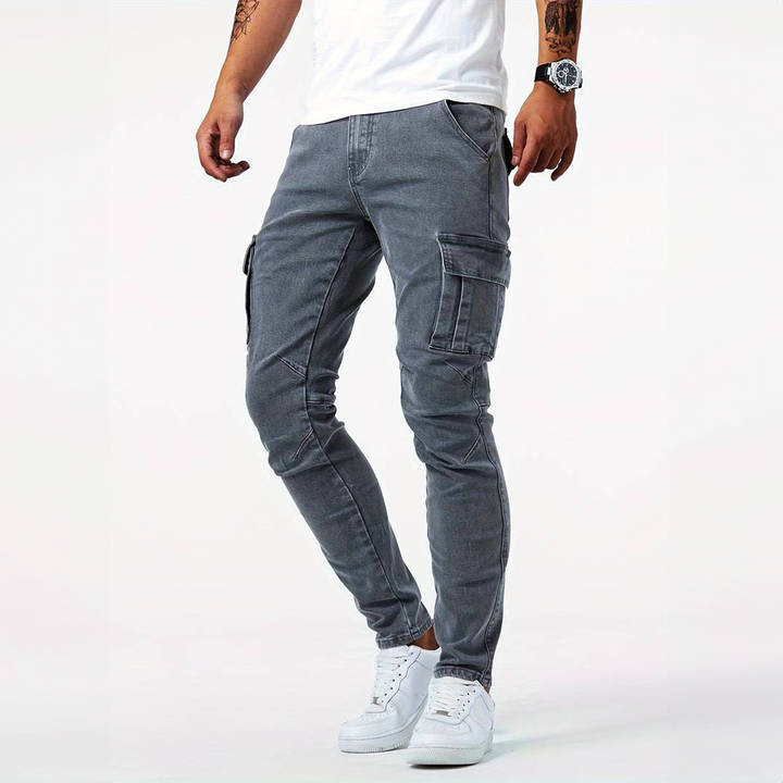 Men's Slim Fit Cargo Pants - Modern Casual Style - Grey