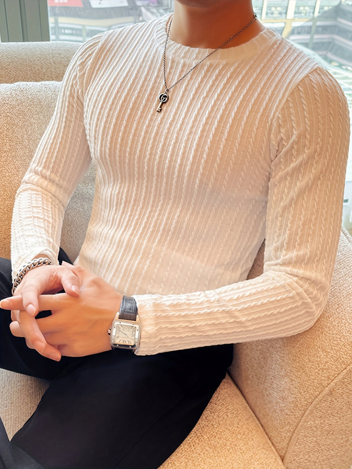 Men's Slim Fit Long Sleeve T-Shirt - Stretch Comfort - White