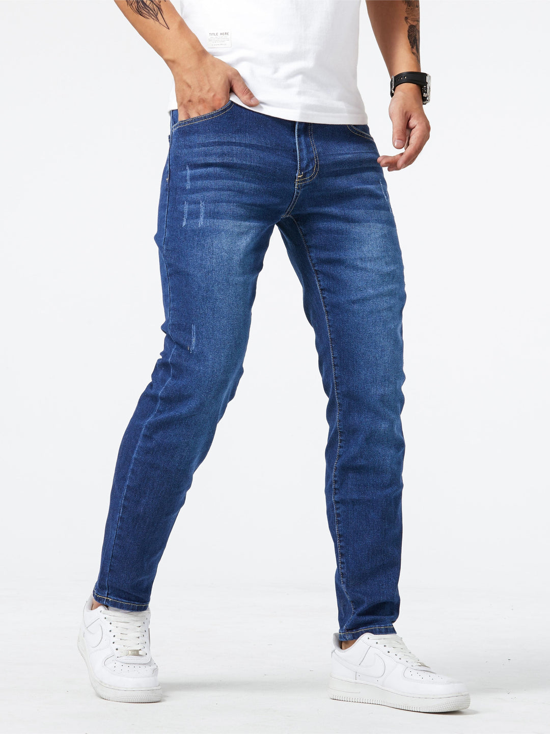 Men's Slim Fit Stretch Jeans - Casual Everyday Wear - Blue