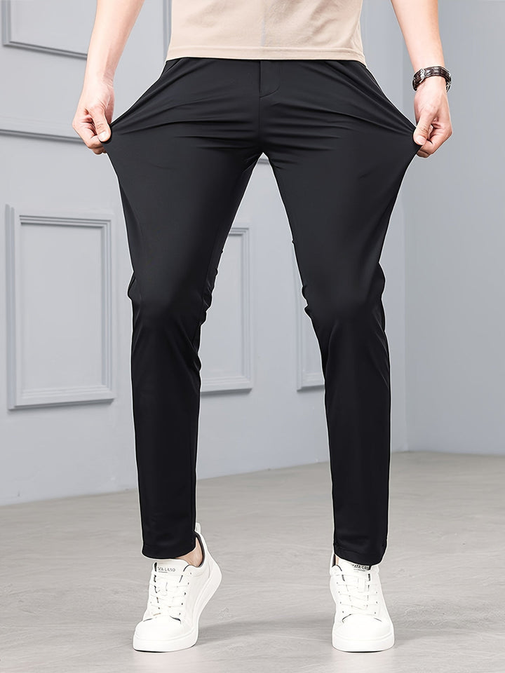 Men's Slim Fit Stretch Pants - Casual Comfort - Black