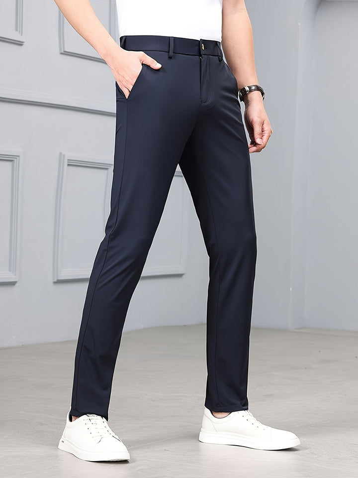 Men's Slim Fit Stretch Pants - Casual Comfort - Blue