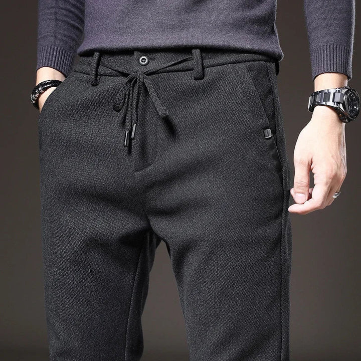 Men's Slim Fit Stretch Pants - Modern Casual & Business - Black