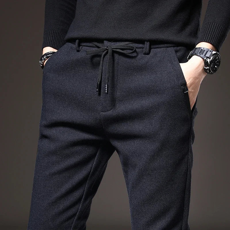 Men's Slim Fit Stretch Pants - Modern Casual & Business - Blue