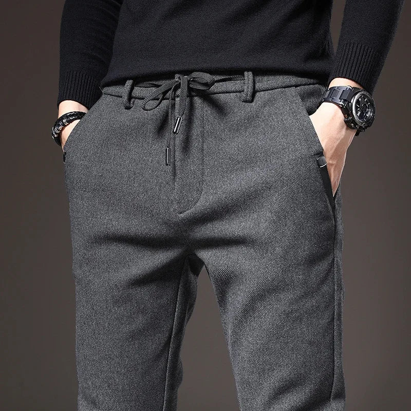 Men's Slim Fit Stretch Pants - Modern Casual & Business - Grey