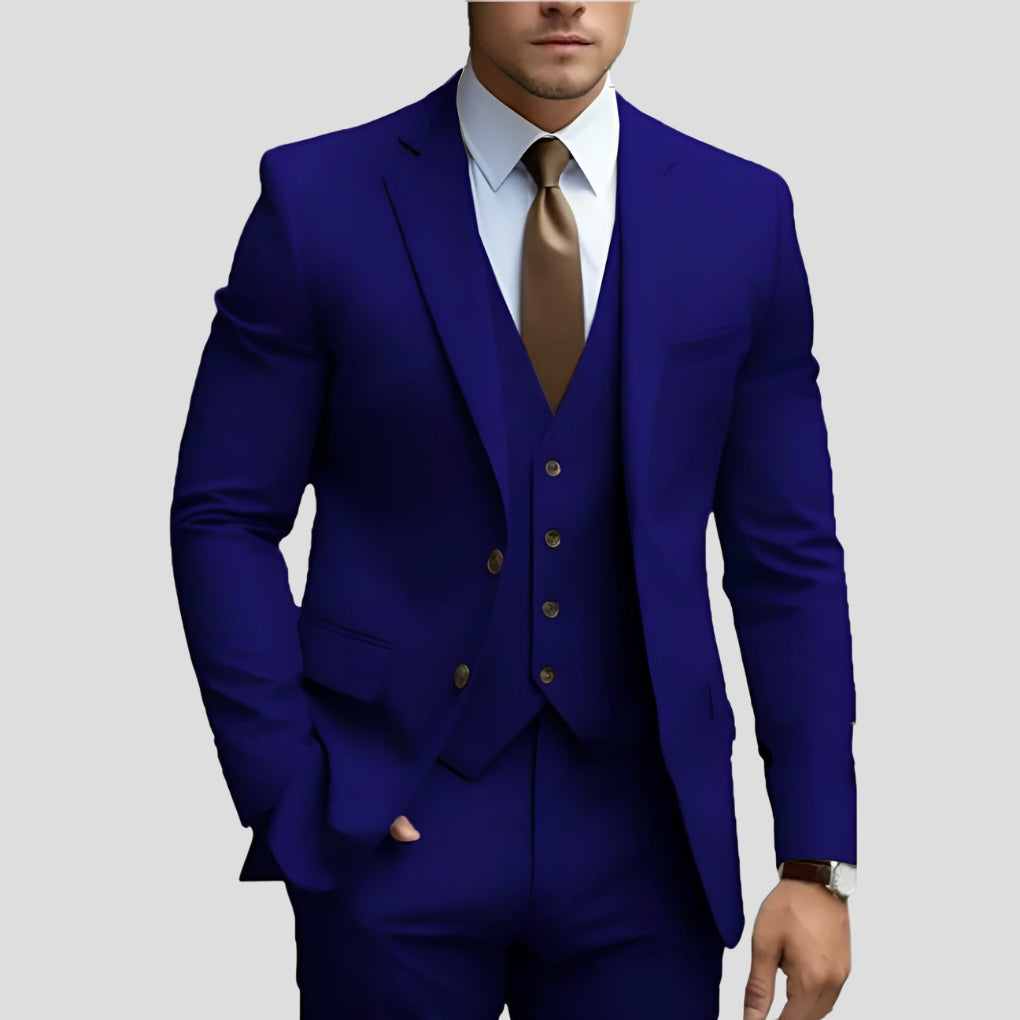 Men's Slim-Fit Three-Piece Suit in blue, Formal Elegance