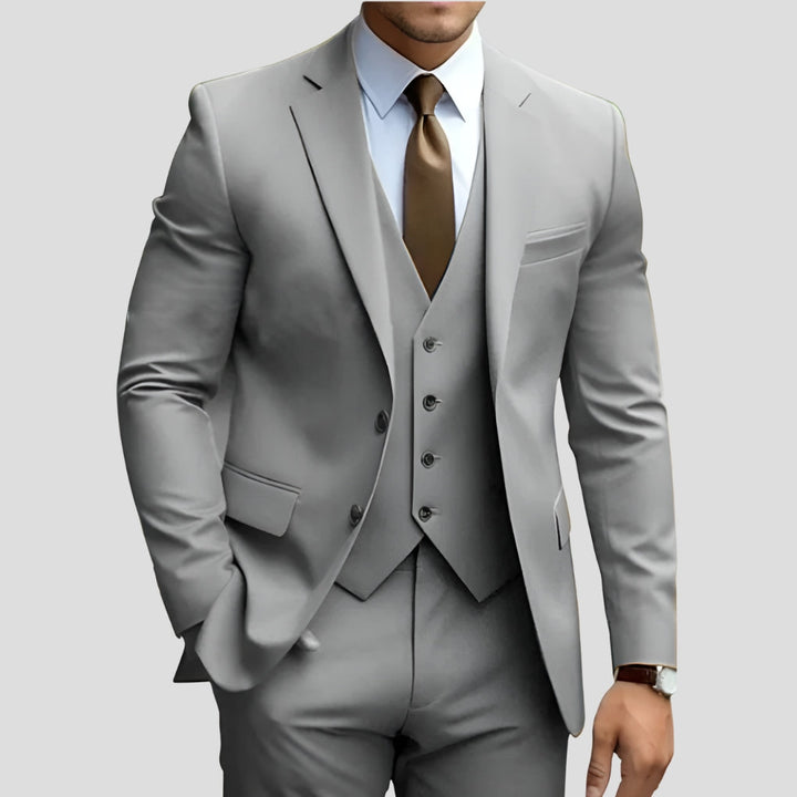 Men's Slim-Fit Three-Piece Suit in grey, Formal Elegance