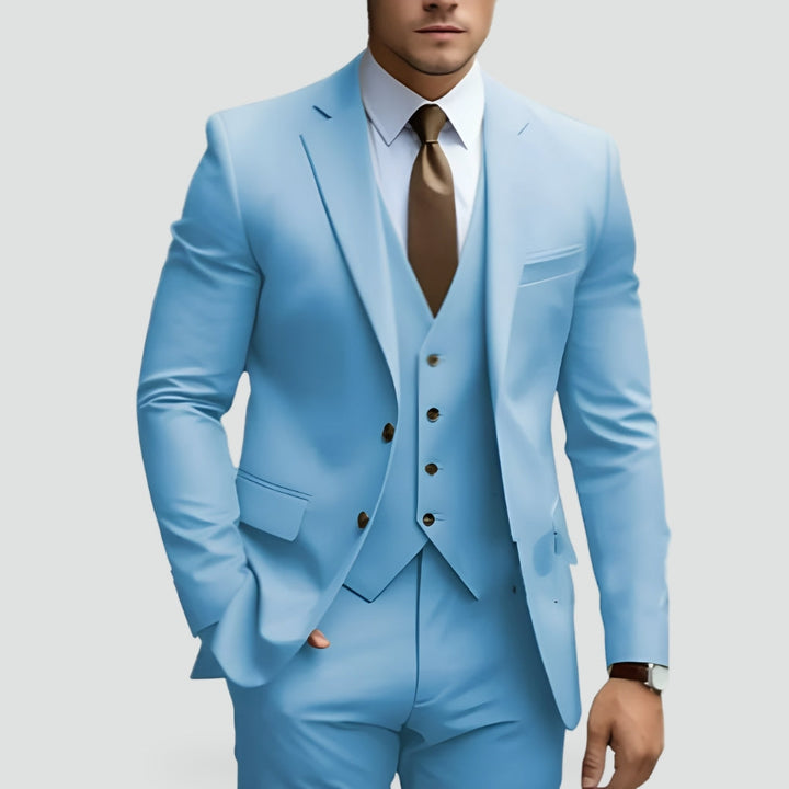 Men's Slim-Fit Three-Piece Suit in light blue, Formal Elegance