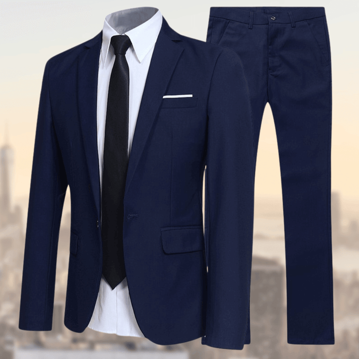 Men's Slim Fit Two-Piece Suit Set - Wedding & Business - Blue