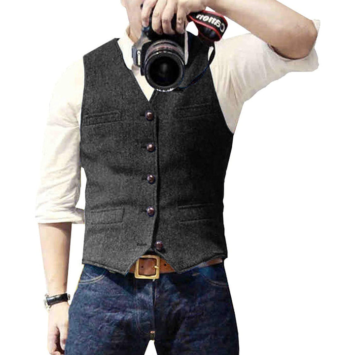 Men's Slim Fit Vest - Timeless Elegance for Casual & Formal - Black