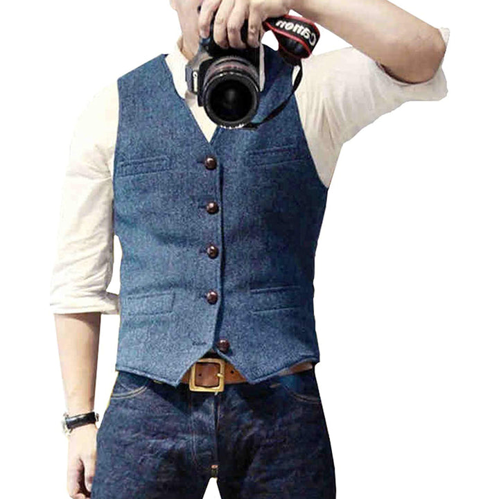 Men's Slim Fit Vest - Timeless Elegance for Casual & Formal - Blue