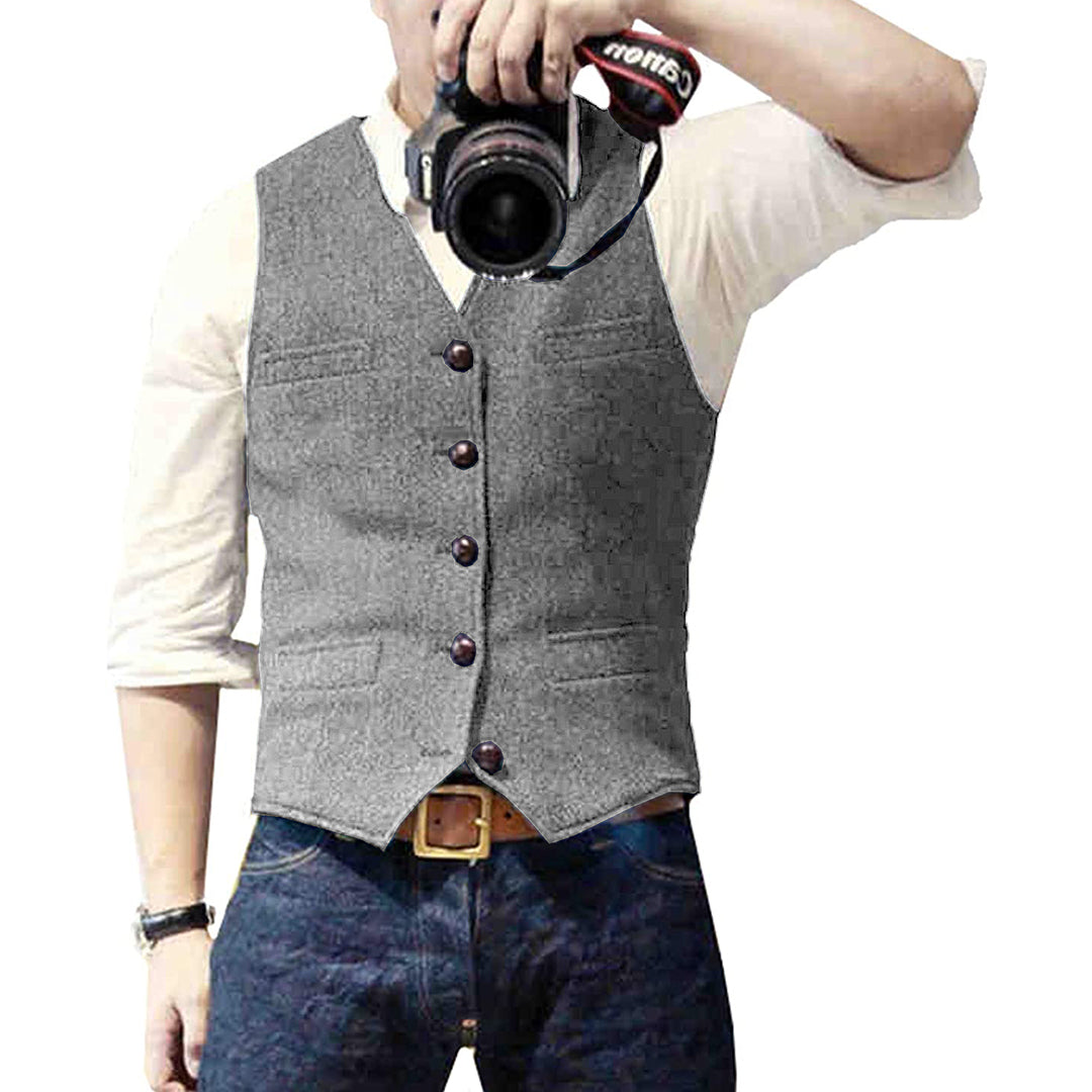 Men's Slim Fit Vest - Timeless Elegance for Casual & Formal - Grey