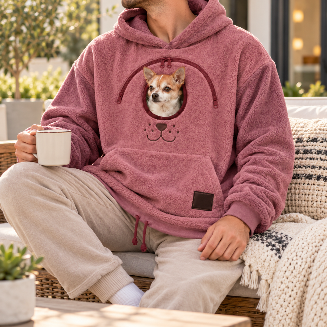 Men's Small Dog Pouch Hoodie - Hands-Free Carrier
