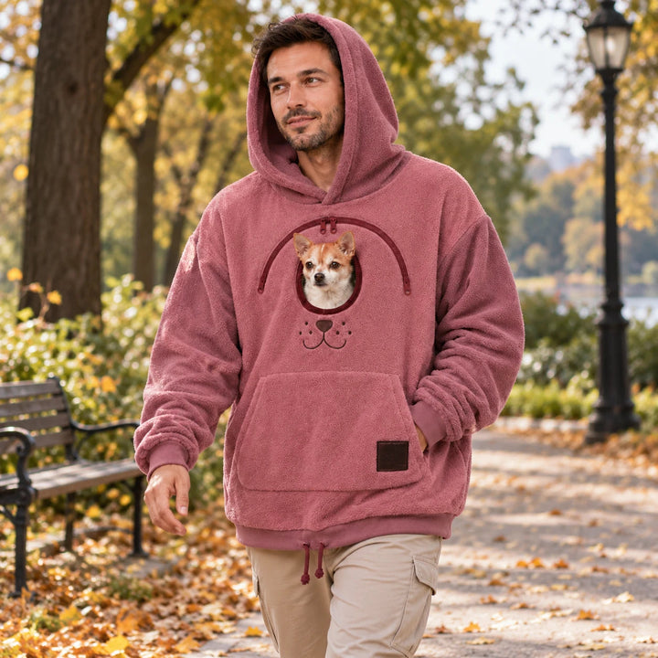 Men's Small Dog Pouch Hoodie - Hands-Free Carrier
